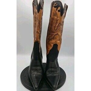 Charlie 1 Horse Lucchese Black/ Brown Leather Boot Western Snip-Toe 9.5 B